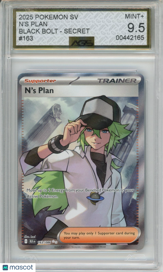2025 Pokemon Black Bolt N'S PLAN #163 AGS 9.5