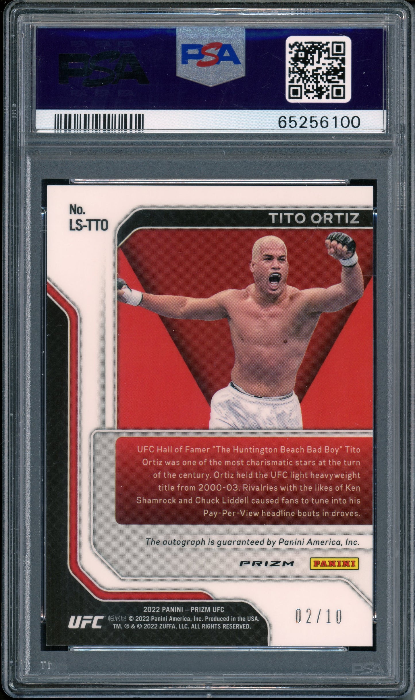 2022 Panini Prizm UFC Tito Ortiz #LSTTO Legendary Signatures Gold Prizm /10 PSA 9