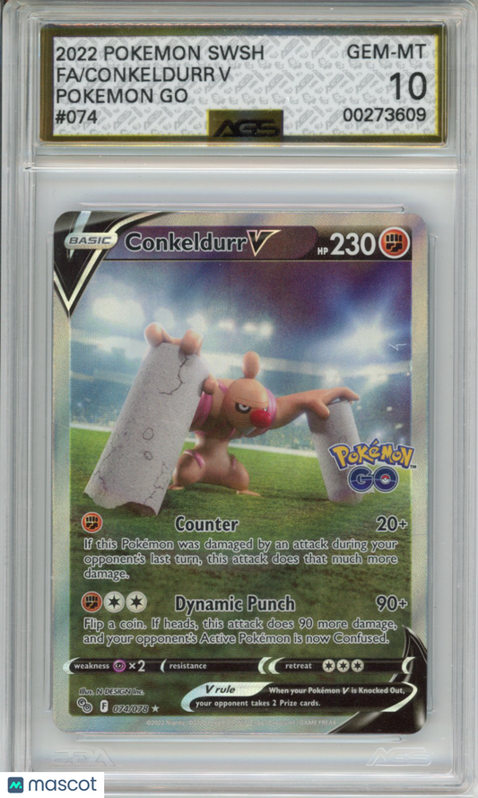 2022 Pokemon GO Conkeldurr V #074 AGS 10