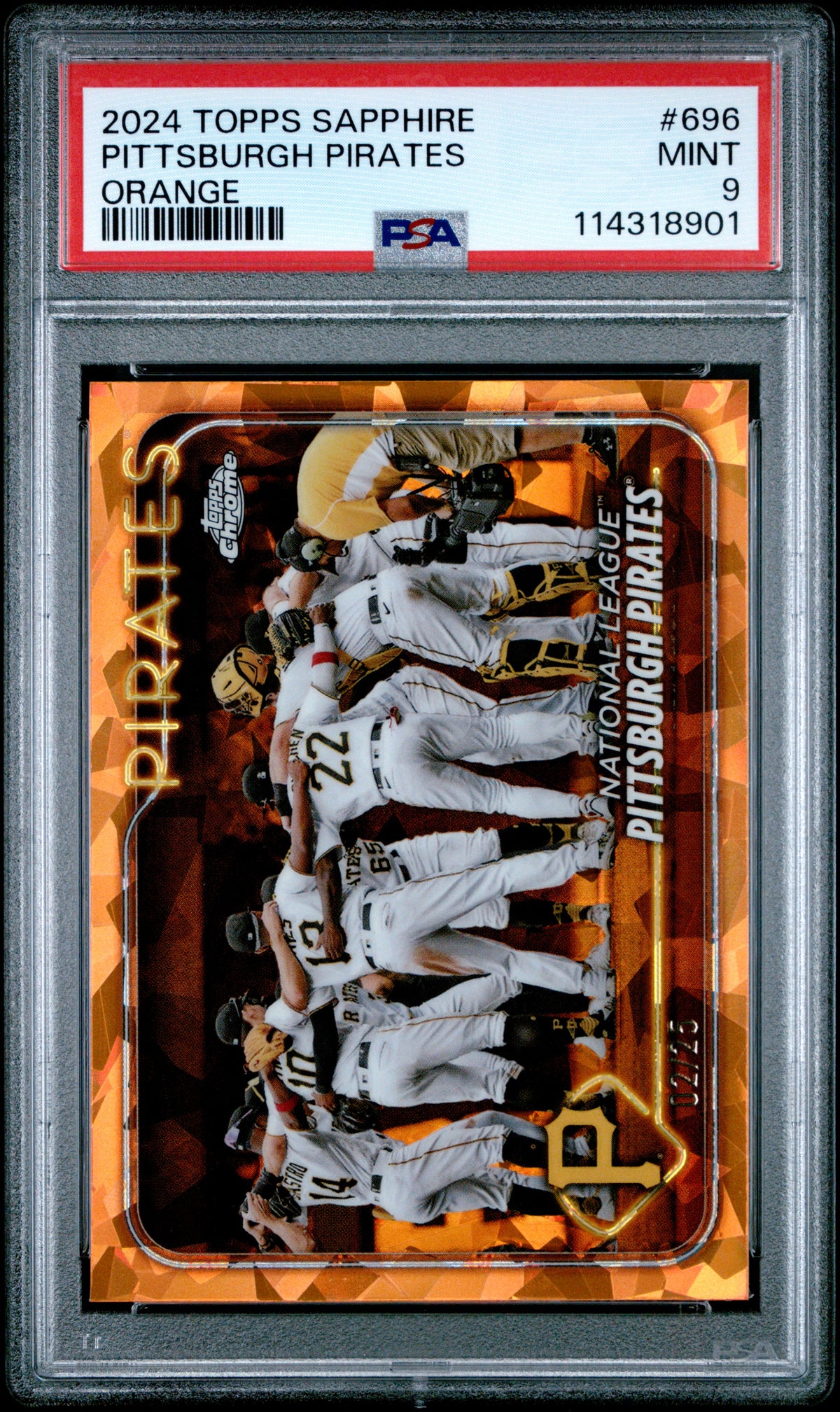 2024 Topps Chrome Sapphire Baseball Pittsburgh Pirates #696 Orange English PSA 9