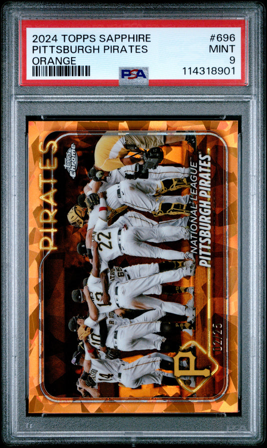 2024 Topps Chrome Sapphire Baseball Pittsburgh Pirates #696 Orange English PSA 9