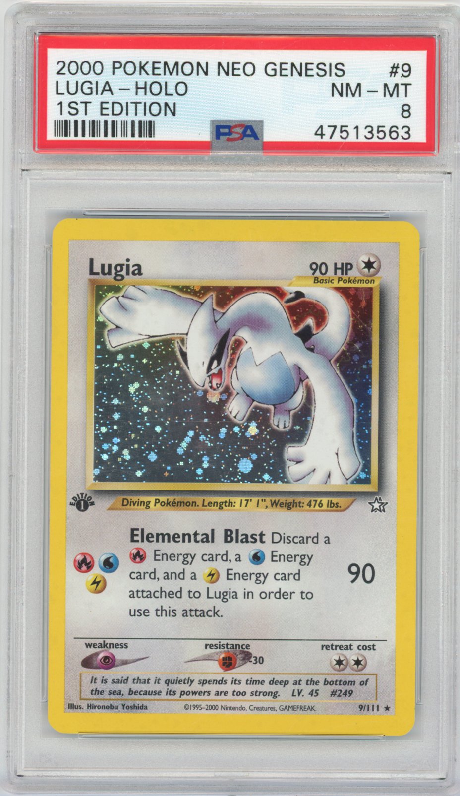 2000 Neo Genesis LUGIA-HOLO #9 1ST EDITION English PSA 8