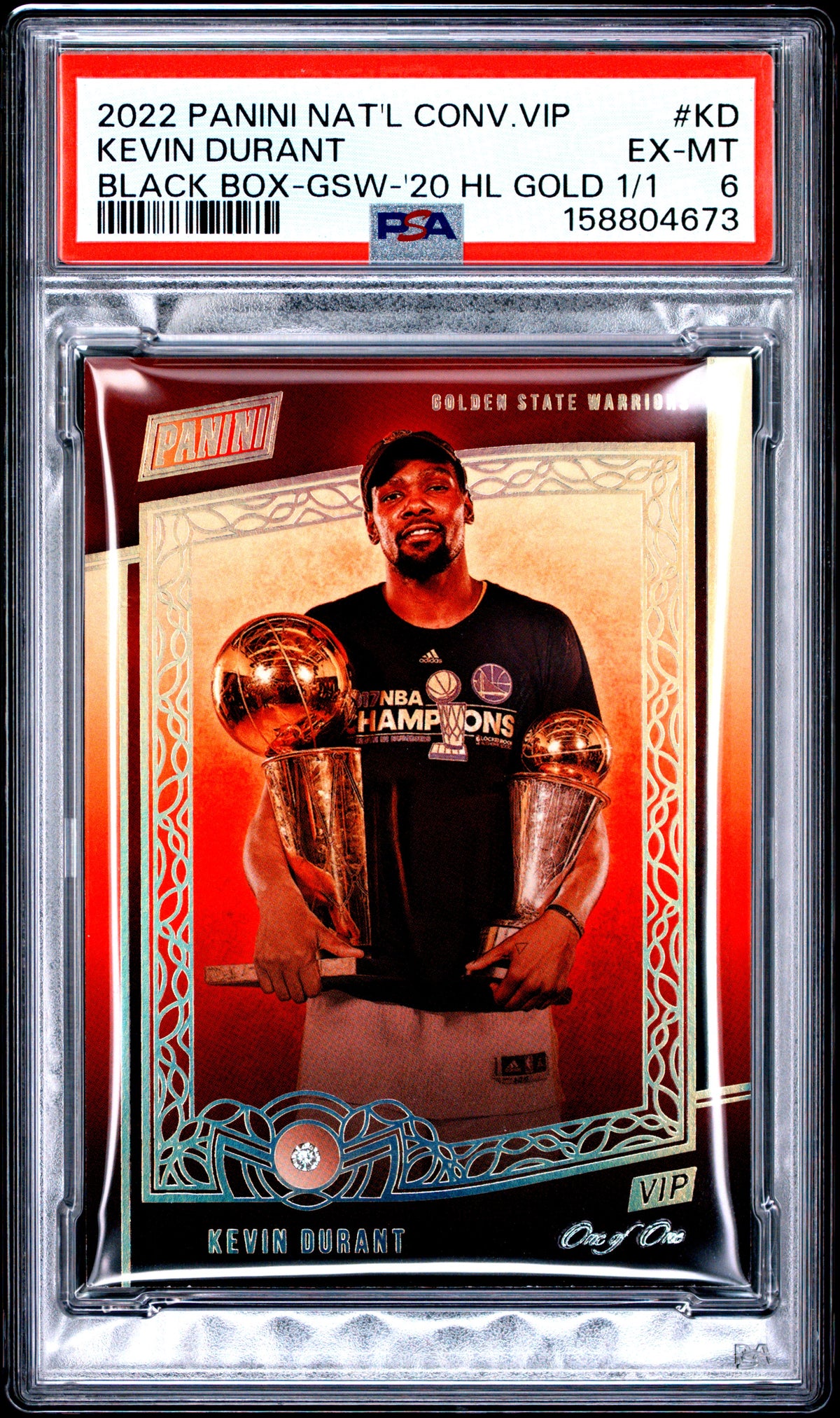 2022 Panini National Convention VIP Black Box Kevin Durant Golden State Warriors-2020 Holo Gold 1/1 KD English PSA 6
