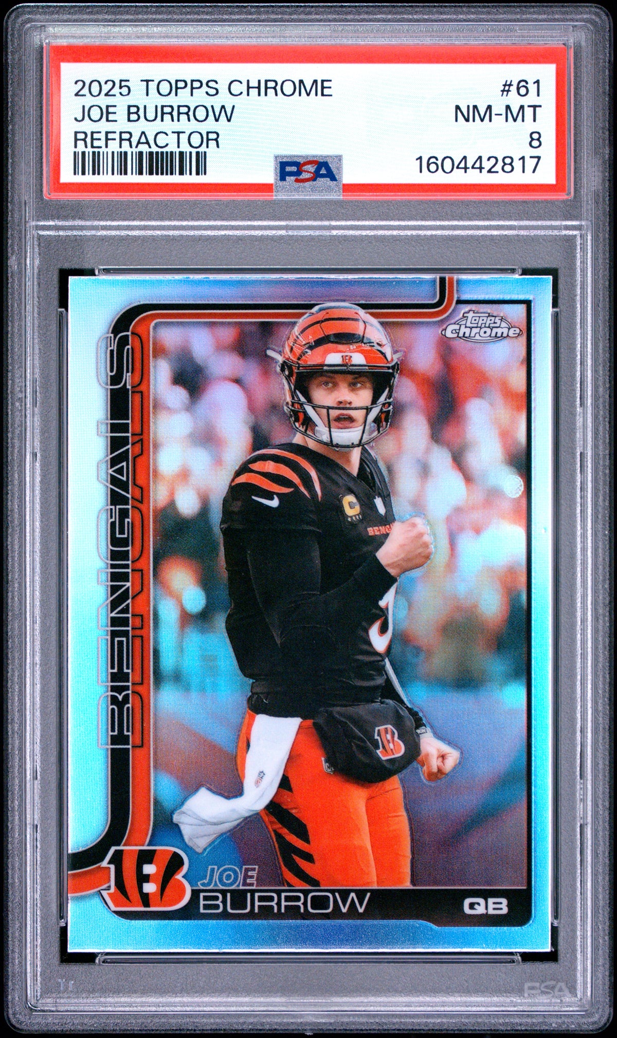 2025 Topps Chrome Football Joe Burrow #61 Refractor English PSA 8