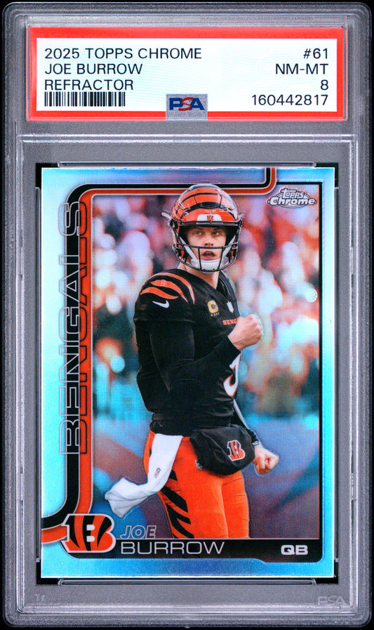 2025 Topps Chrome Football Joe Burrow #61 Refractor English PSA 8