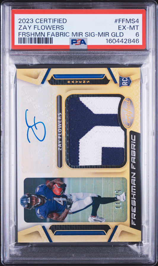 2023 Panini Certified Zay Flowers Gold Mirror PSA 6