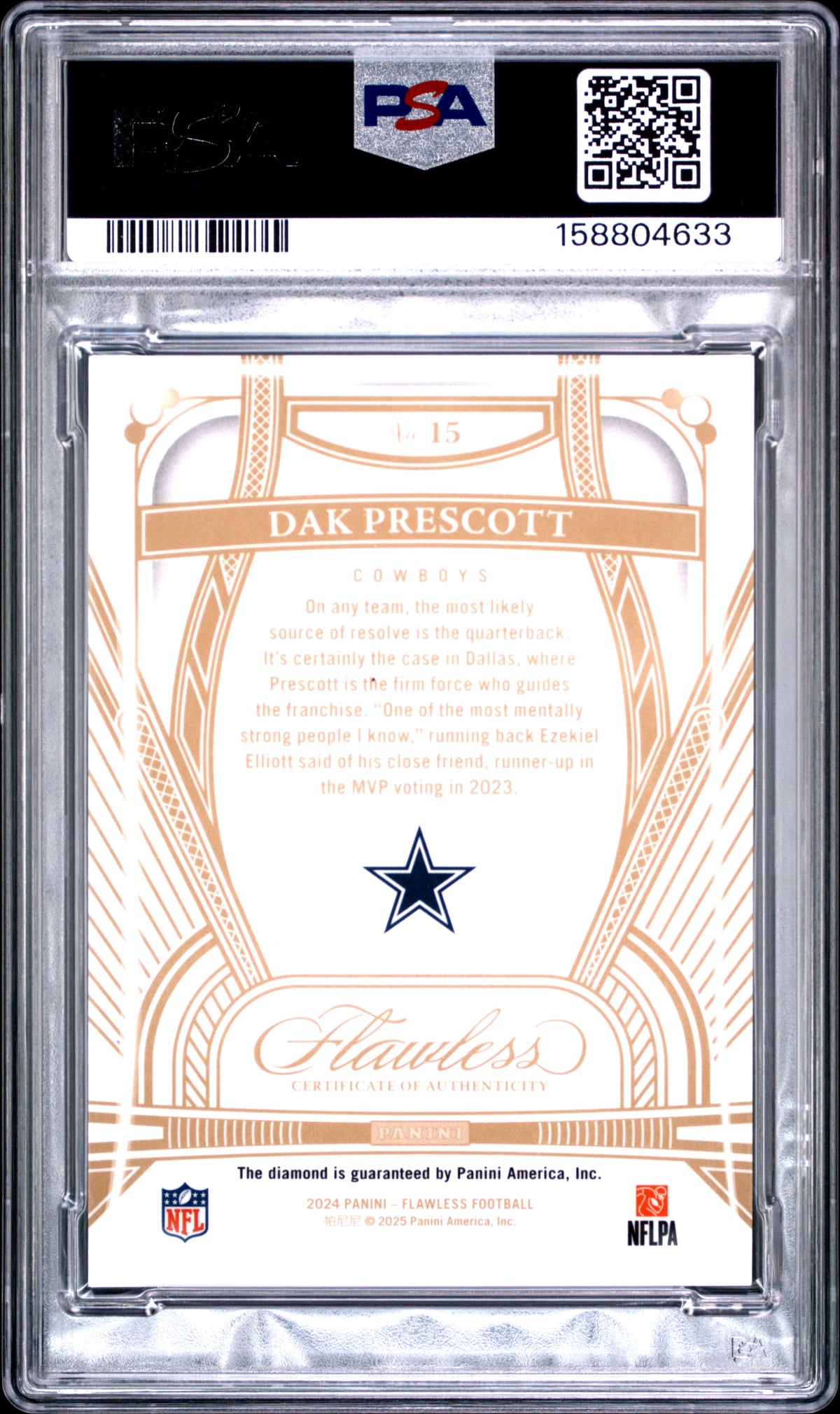 2024 Panini Flawless Dak Prescott Diamond 15 English PSA 9
