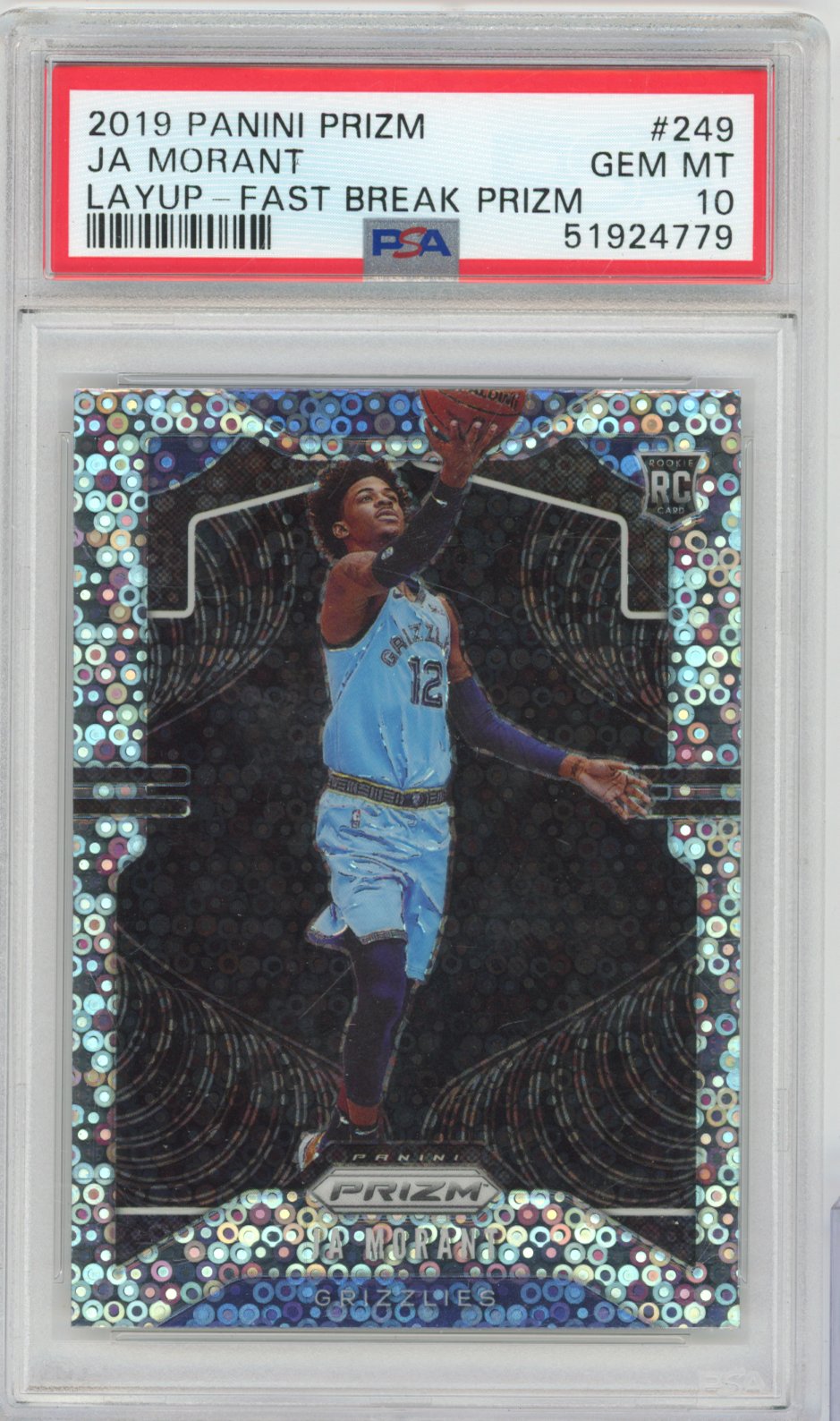 2019 Panini Panini Panini Panini Ja Morant Panini Prizm Variation Basketball #249 Fast Break English PSA 10