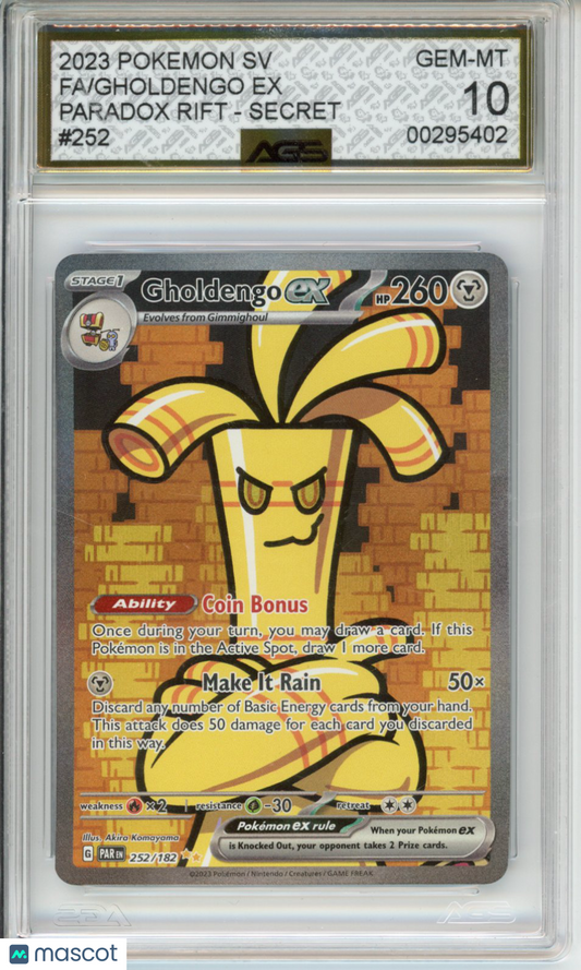 2023 Pokemon Paradox Rift Gholdengo ex #252 AGS 10
