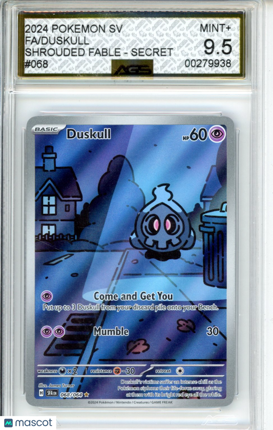 2024 Pokemon SHROUDED FABLE DUSKULL #068 AGS 9.5