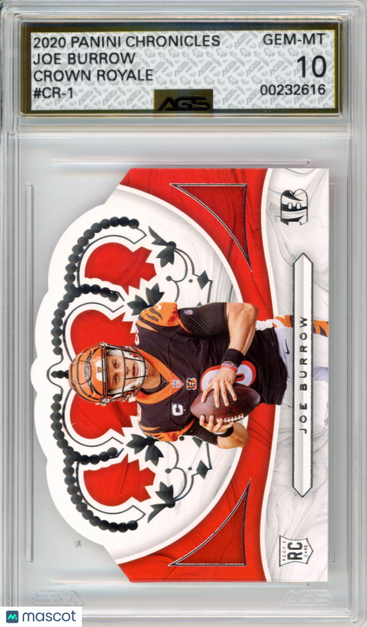 2021 Football 2020 Panini Chronicles Joe Burrow #CR-1 Crown Royale AGS 10