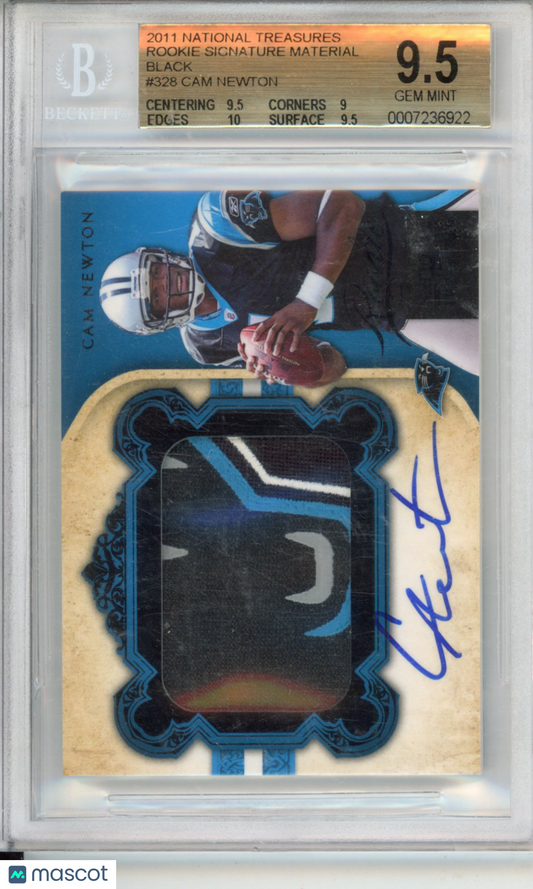 2011 Playoff National Treasures Rookie Signature Cam Newton #328 BGS 9.5 Auto 10