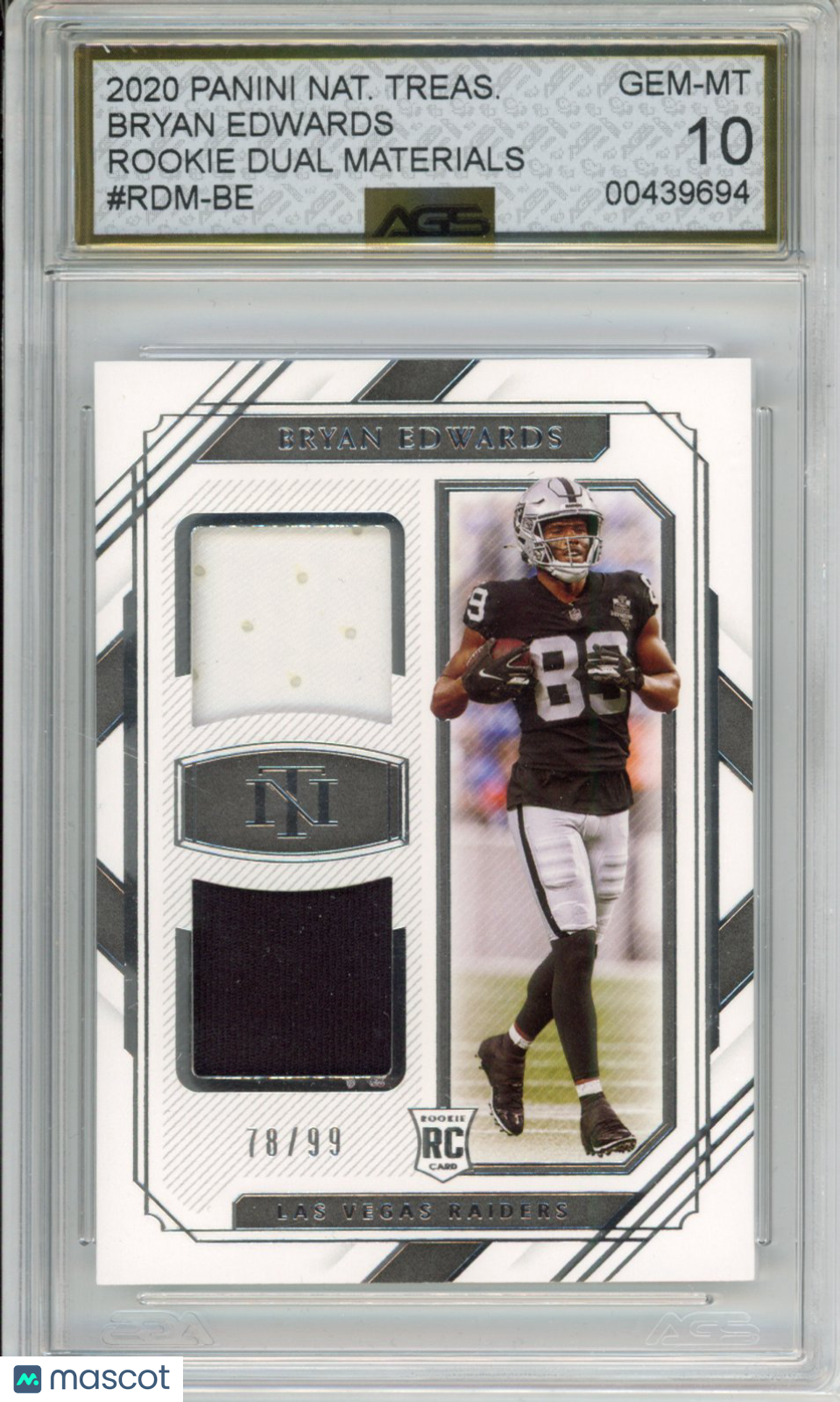 2020 Panini National Treasures Bryan Edwards #RDM-BE /99 AGS 10