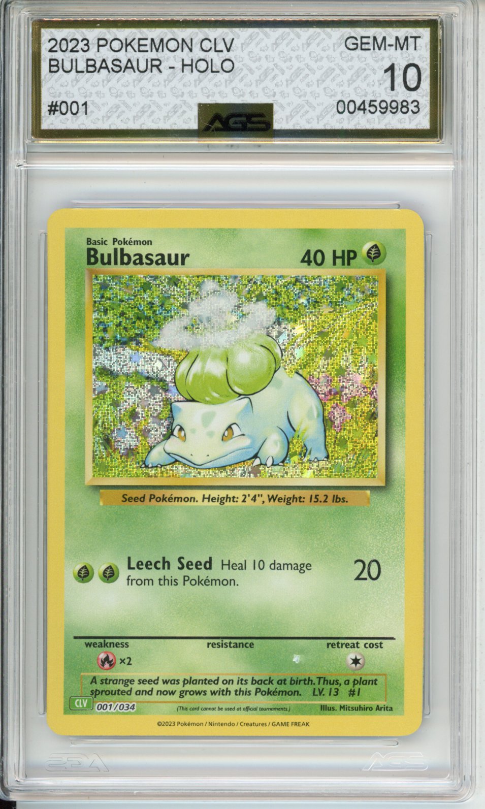 2023 Trading Card Game Classic Venusaur & Lugia ex Deck Bulbasaur #001 English AGS 10