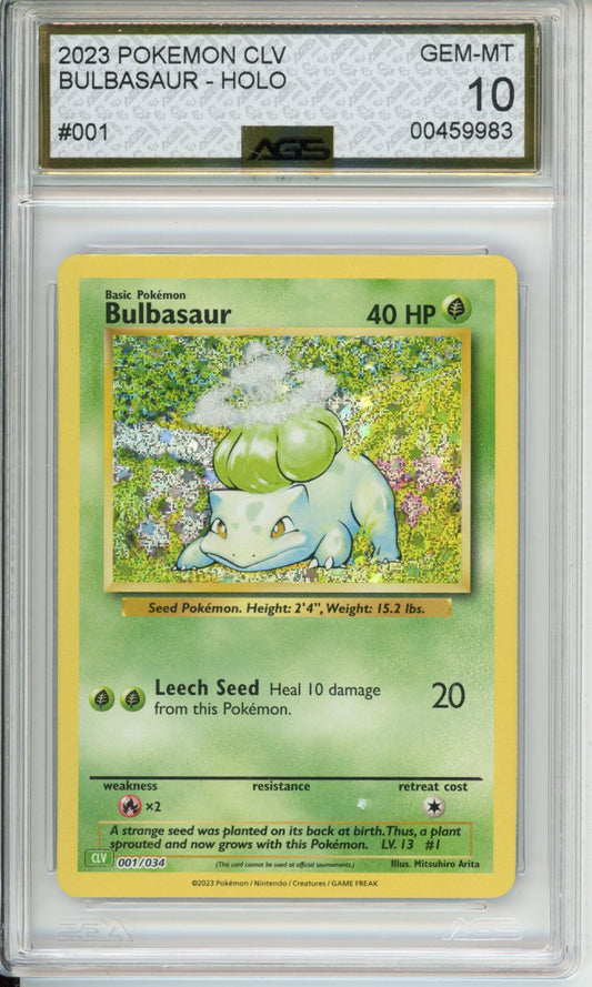 2023 Trading Card Game Classic Venusaur & Lugia ex Deck Bulbasaur #001 English AGS 10