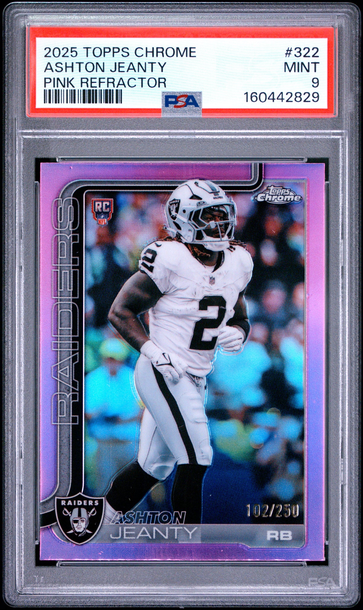 2025 Topps Chrome Football Ashton Jeanty #322 Pink Refractor English PSA 9