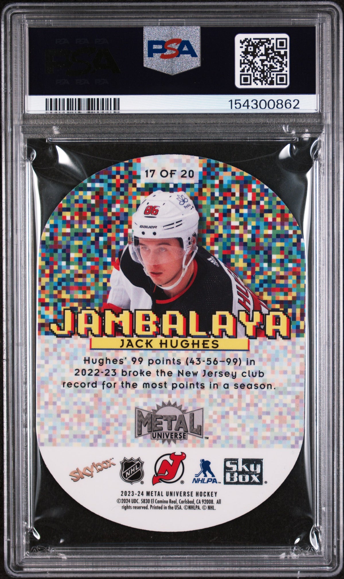 2023 unknown Skybox Metal Universe Jambalaya Jack Hughes 17 English PSA 9