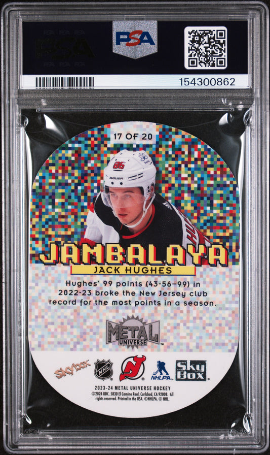2023 Skybox Metal Universe Jack Hughes #17 Jambalaya English PSA 9
