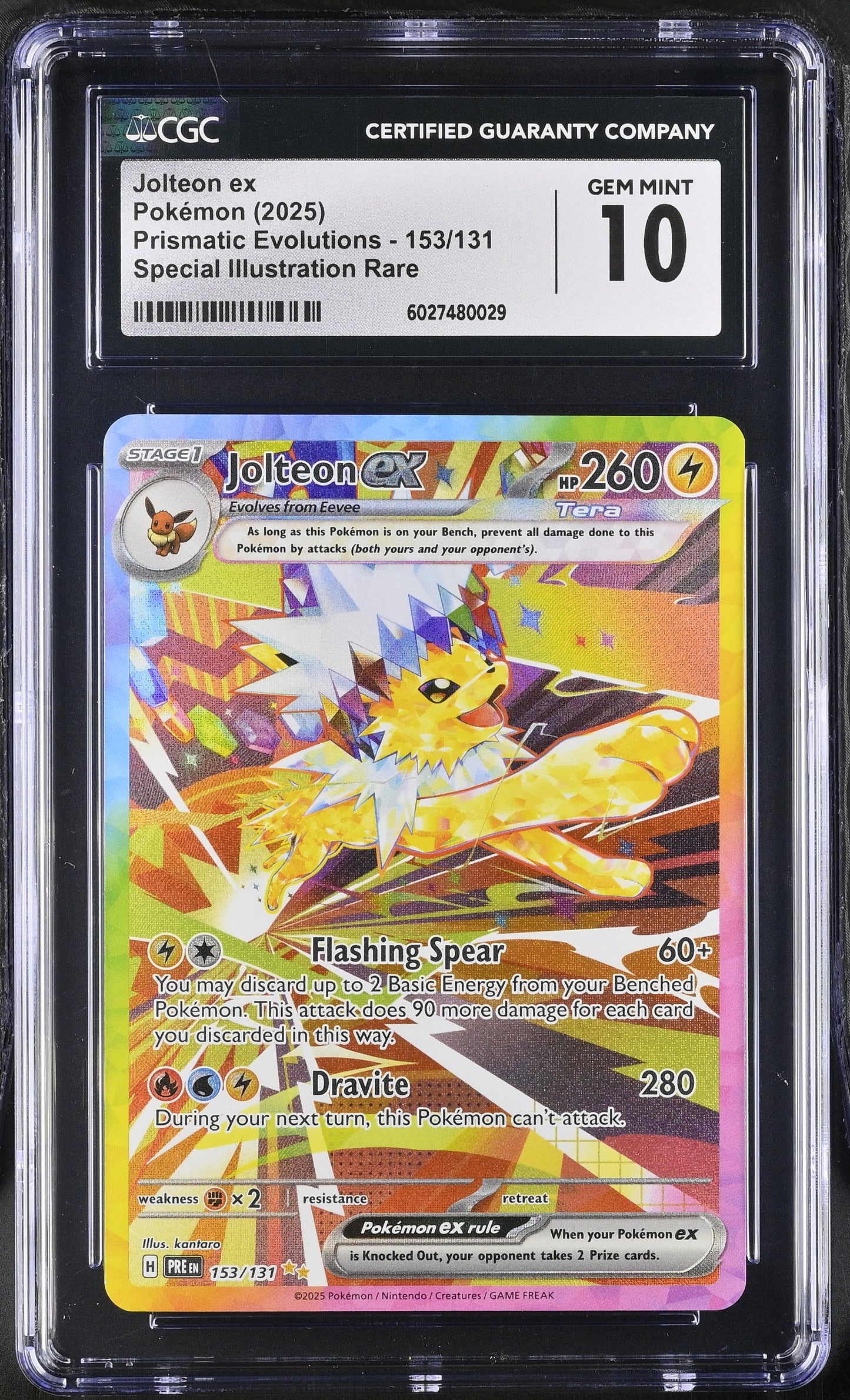 2025 Prismatic Evolutions Jolteon EX #153 English CGC 10