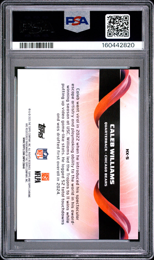 2025 Topps Chrome Football Caleb Williams #HX-5 Chrome Helix English PSA 9
