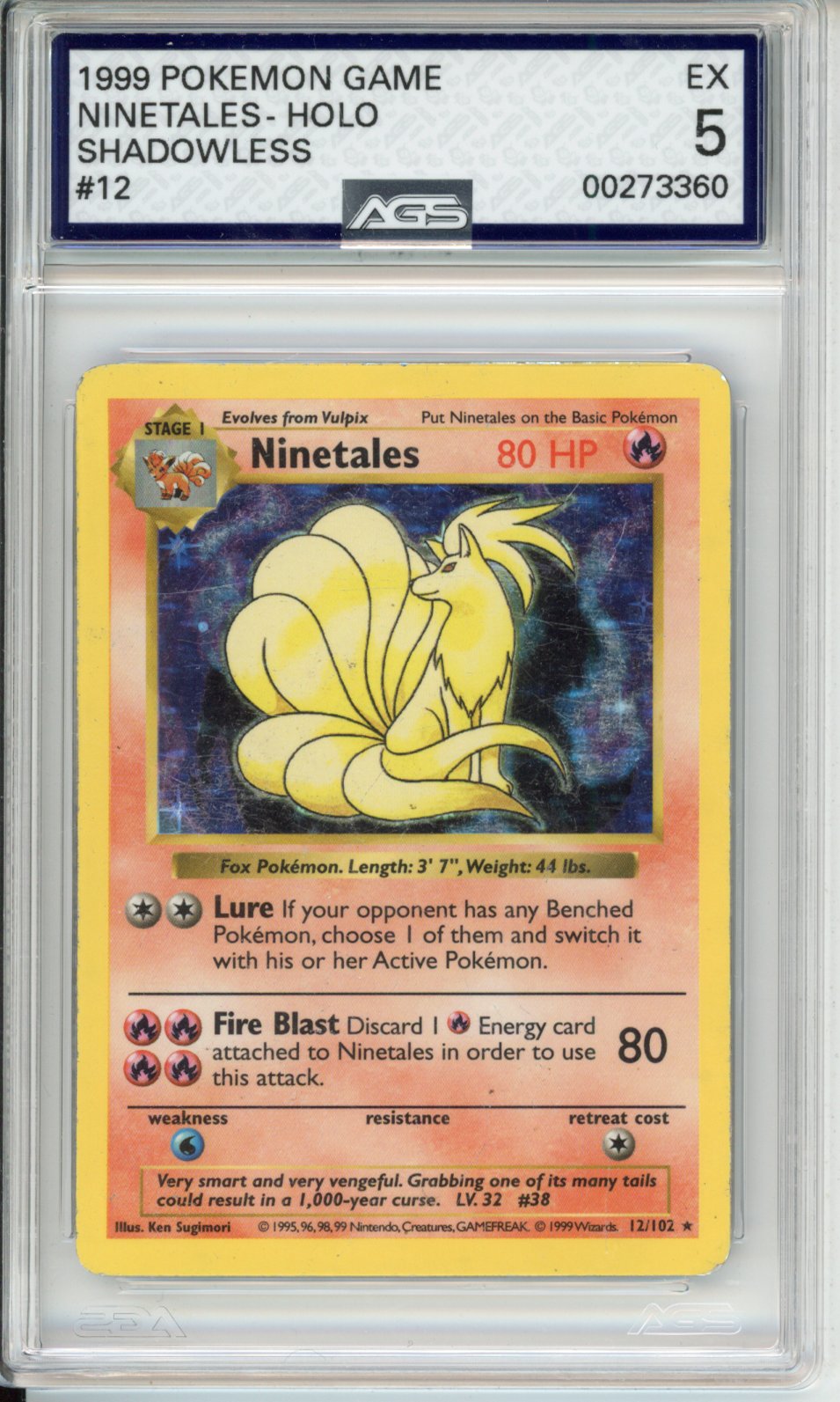 1999 Base Set Ninetales #12 AGS 5