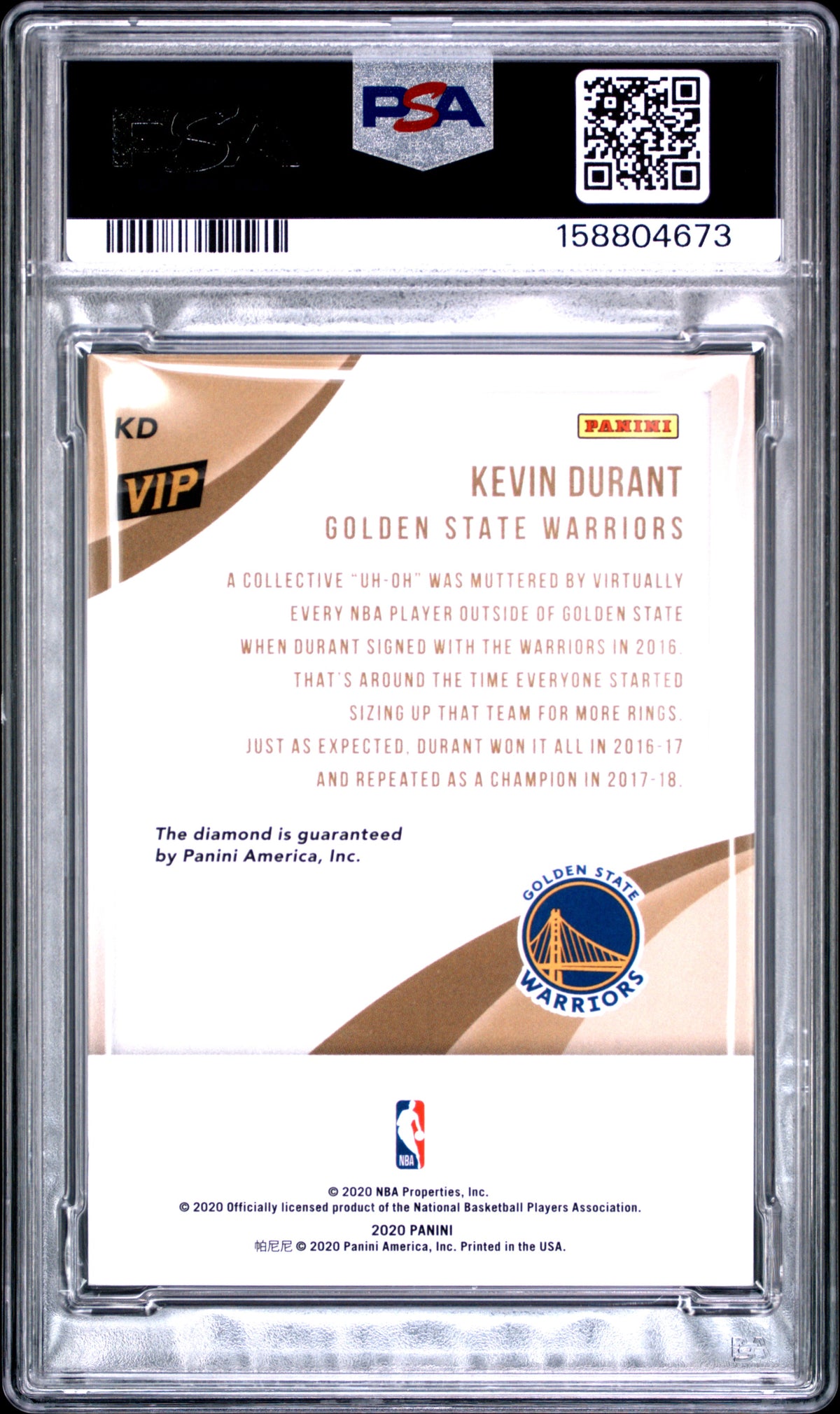 2022 Panini National Convention VIP Black Box Kevin Durant Golden State Warriors-2020 Holo Gold 1/1 KD English PSA 6