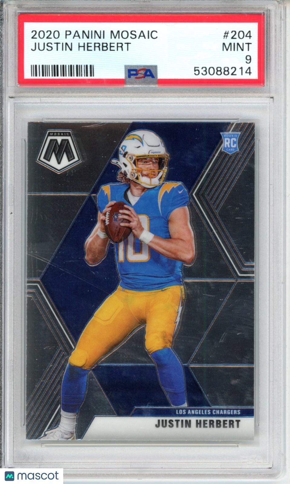 2020 Panini Mosaic Justin Herbert #204 PSA 9