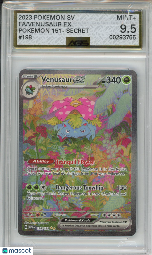 2023 Pokemon Sv: Scarlet & Violet 151 Venusaur ex #198 AGS 9.5