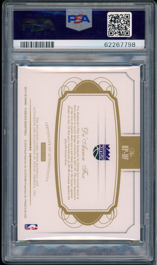 2017 Panini Flawless De'aaron Fox #HPDF Horizontal Patch Autographs Ruby /15 PSA 9