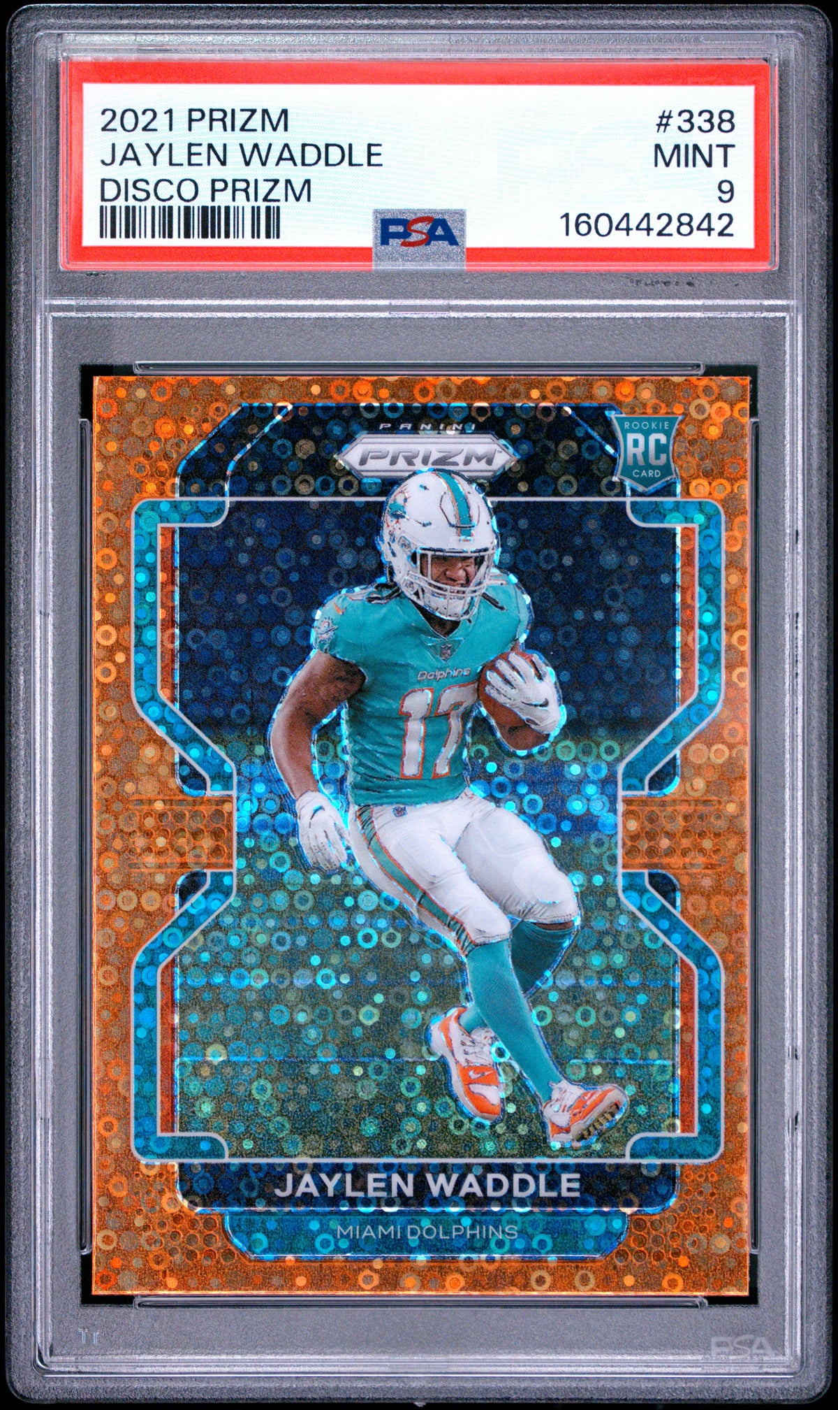 2021 Panini Prizm Football Jaylen Waddle #338 Disco English PSA 9