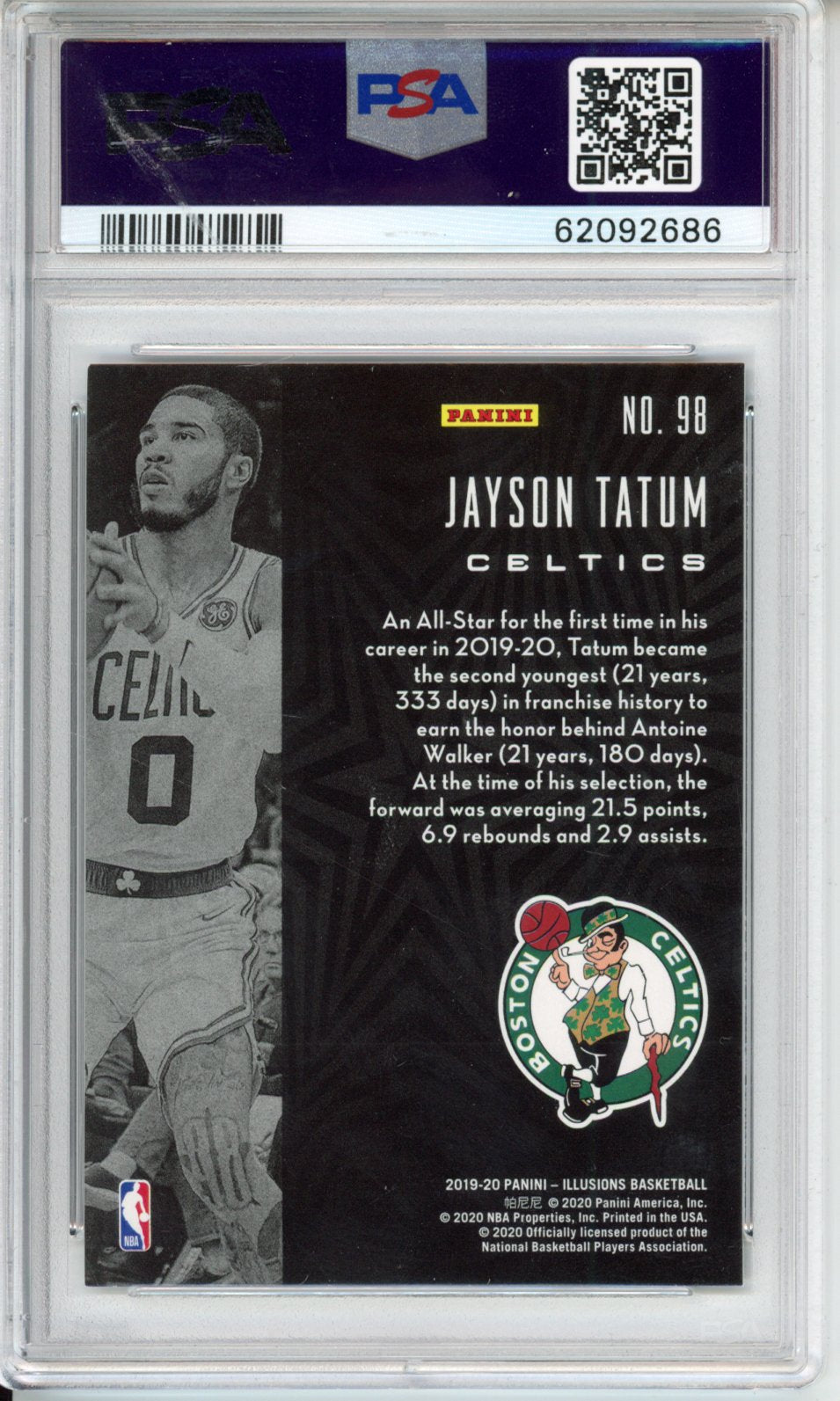 Panini 2019 Illusions Jayson Tatum #98 PSA 9