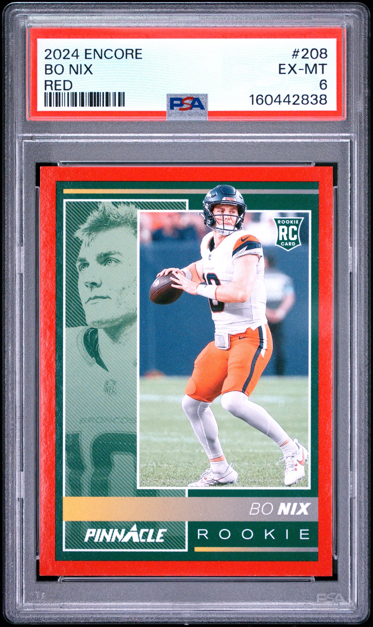 2024 Panini Encore Football Bo Nix #208 Red English PSA 6