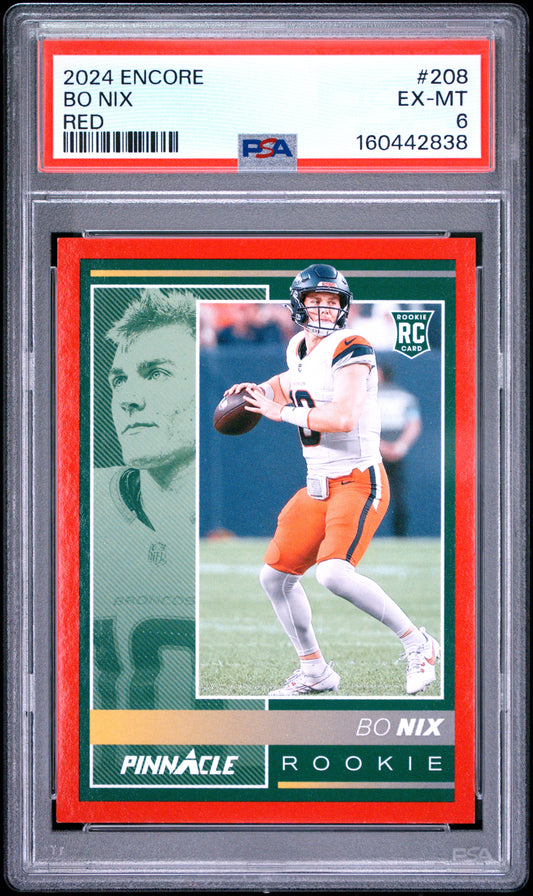 2024 Panini Encore Football Bo Nix #208 Red English PSA 6