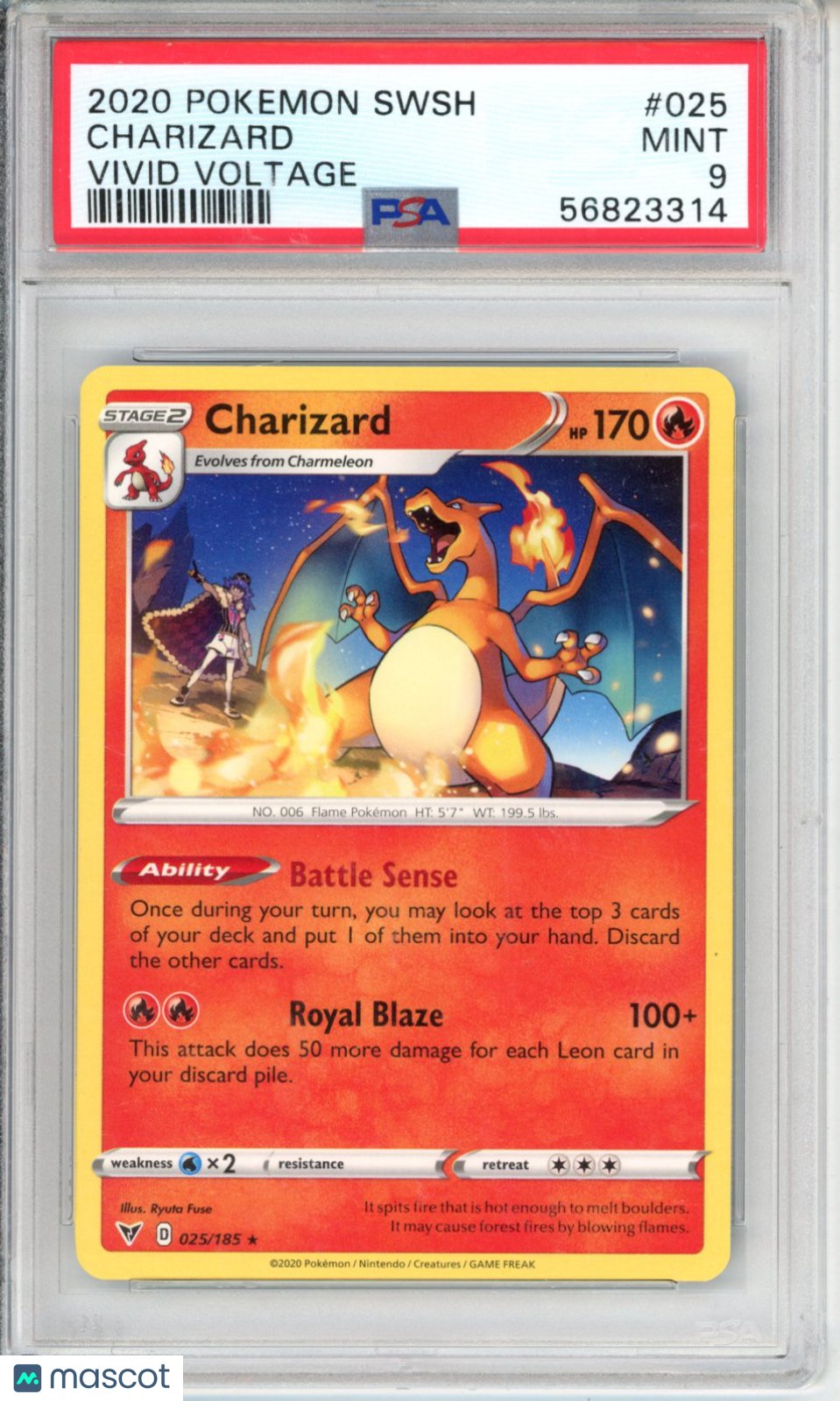 2020 Pokemon Sword & Shield Vivid Voltage Charizard #025 Vivid Voltage PSA 9