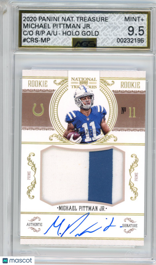 2021 Football 2020 Panini National Treasures Michael Pittman Jr. #CRS-MP /99 AGS 9.5