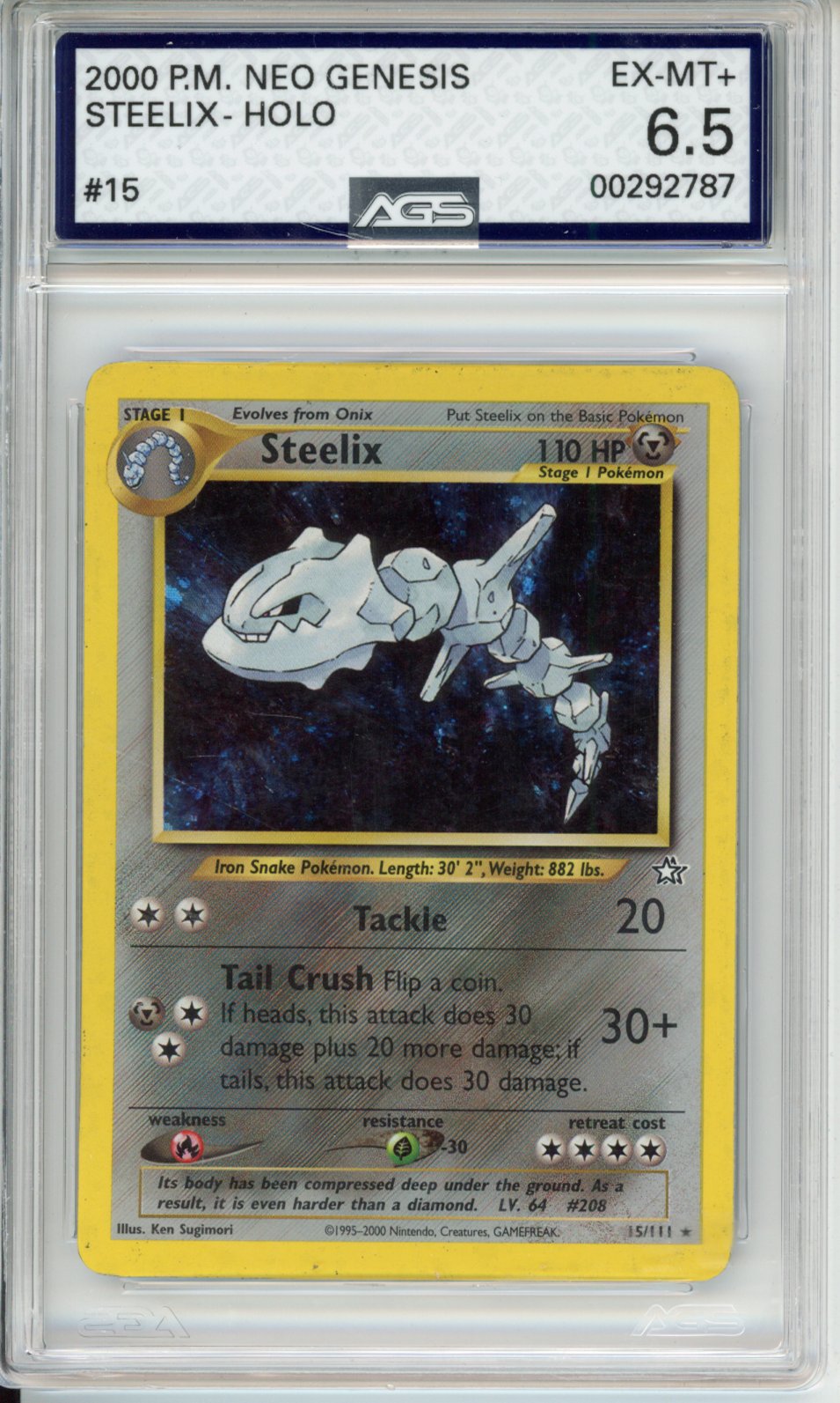 2000 Neo Genesis Steelix #15 AGS 6.5