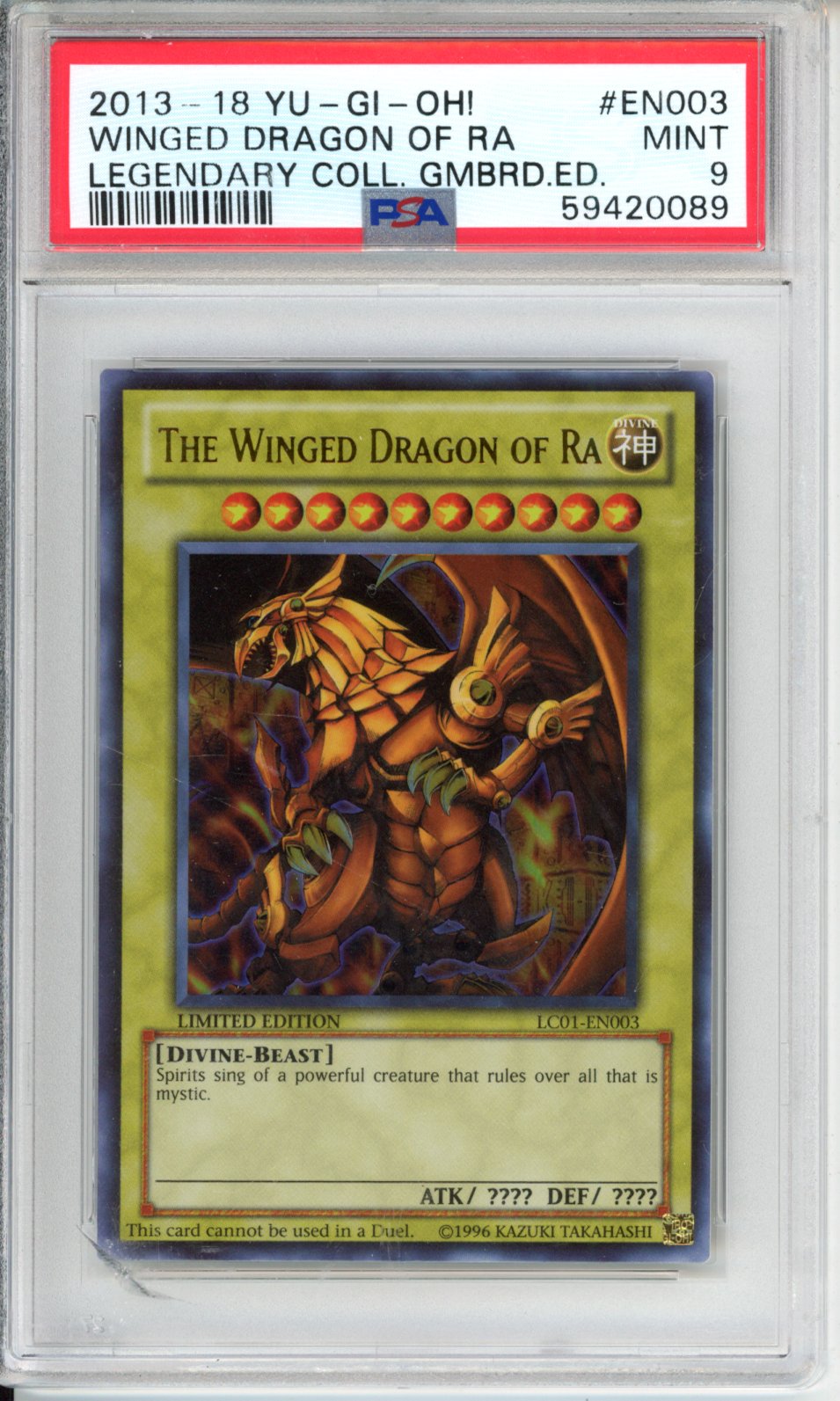 2013 2018 YU-GI-Oh! Legendary Collection Gameboard Edition The Winged Dragon of RA EN003 PSA 9