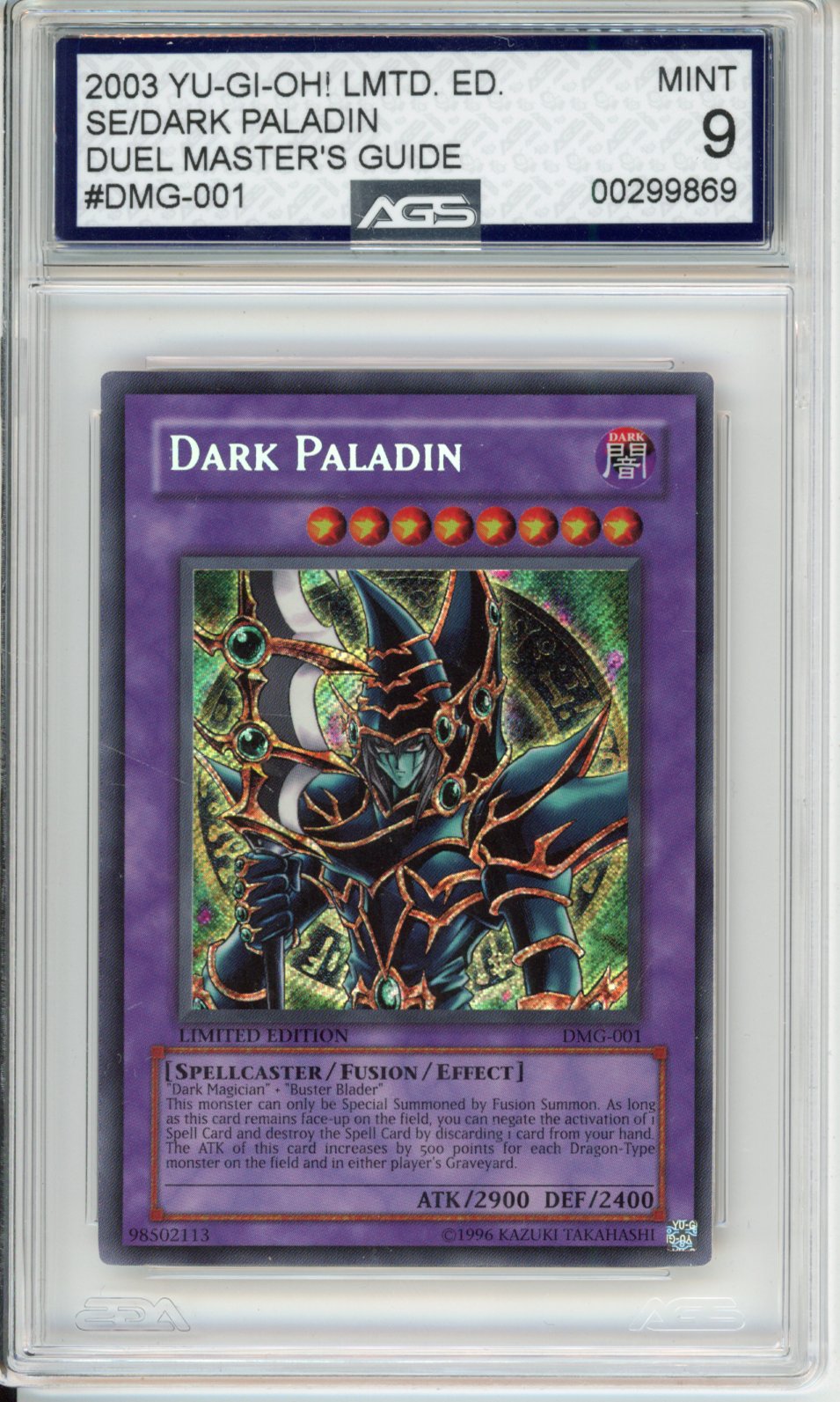 2003 YU-GI-OH! Promos Duel Masters Guide Dark Paladin #DMG-001 AGS 9