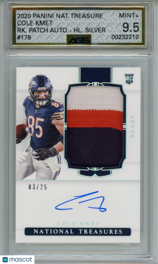 2021 Football 2020 Panini National Treasures Cole Kmet #179 AGS 9.5