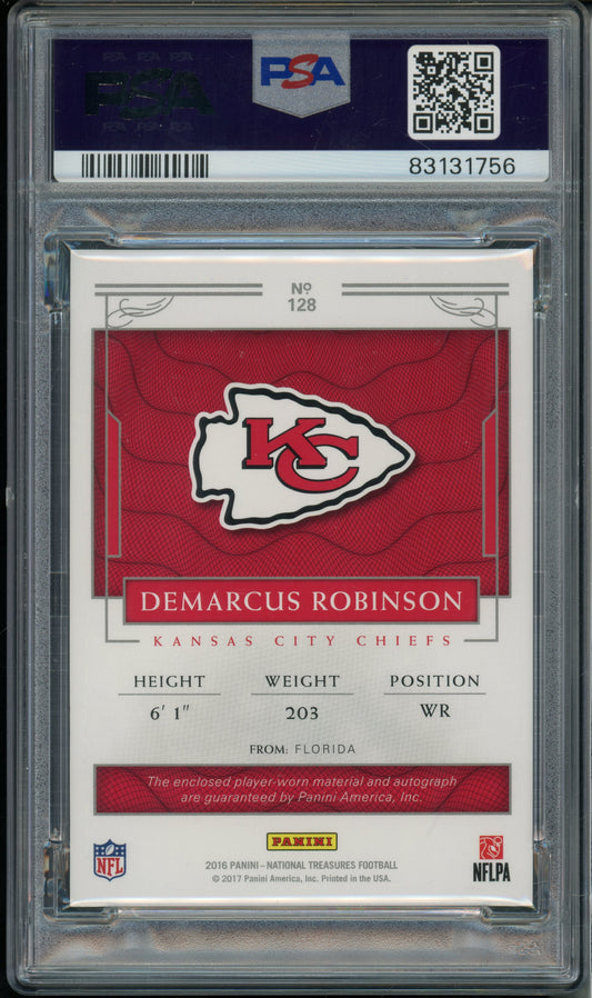 2016 National Treasures DeMarcus Robinson #128 Patch Auto Platinum 1/1 PSA 9 RPA