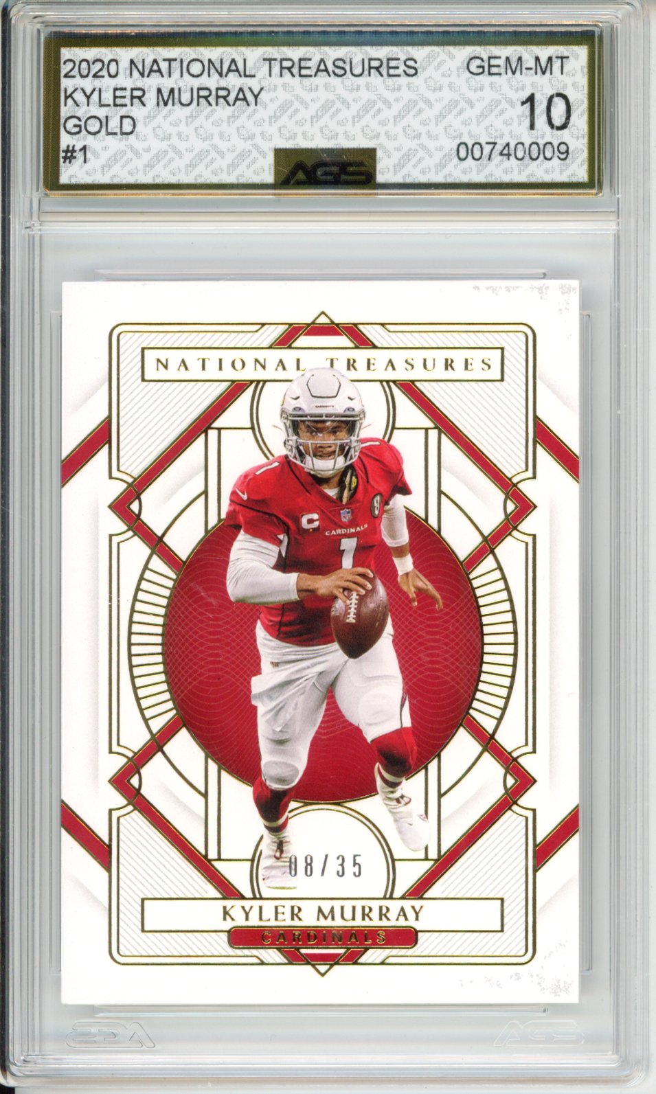 2020 Panini National Treasures Kyler Murray #1 Gold English AGS 10