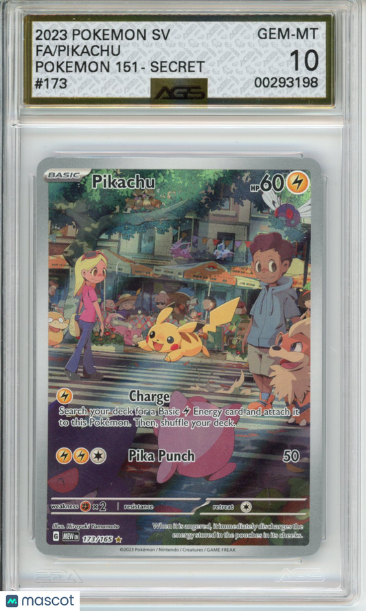 2023 Pokemon 151 Pikachu #173 AGS 10