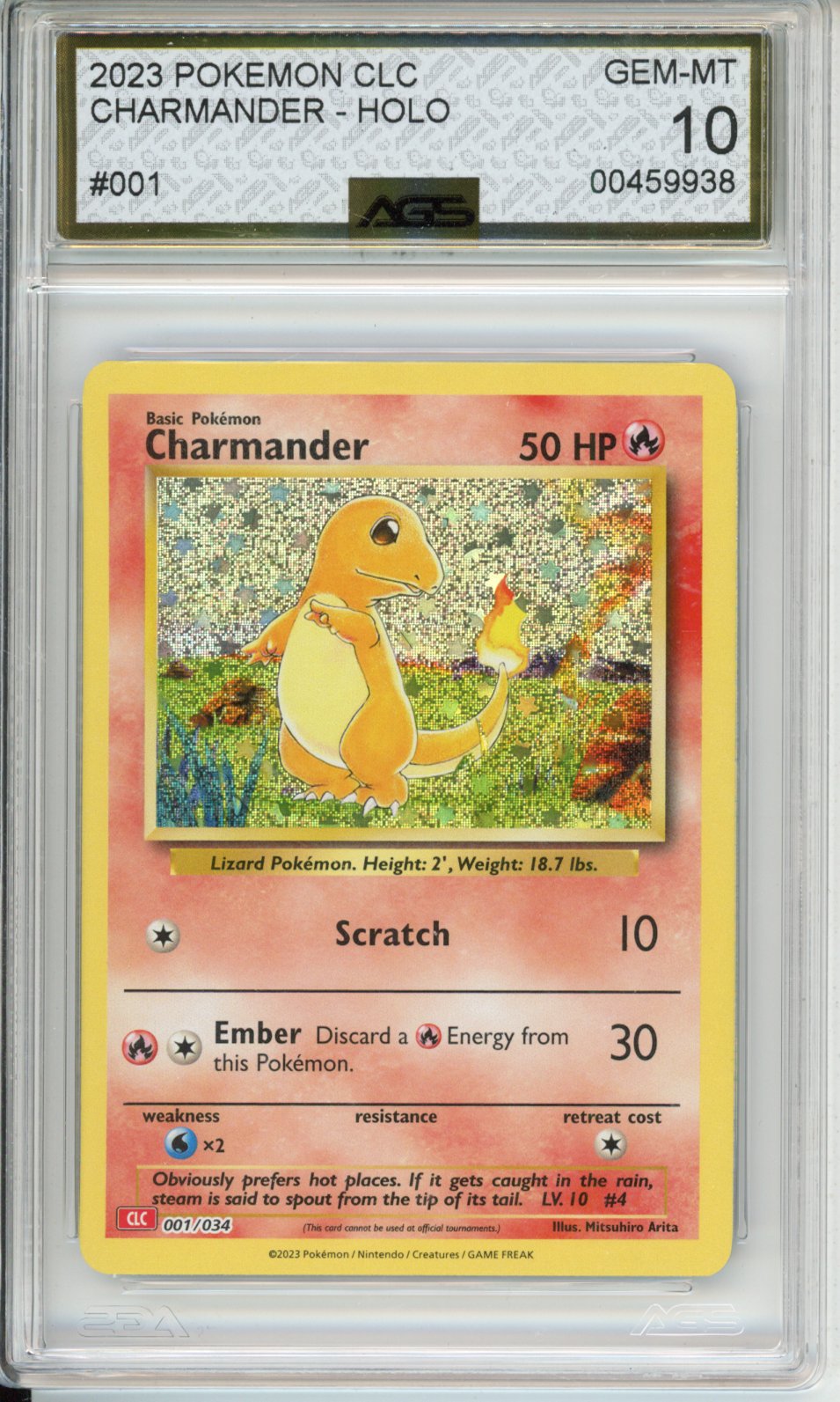 2023 Trading Card Game Classic Charizard & Ho-Oh ex Deck Charmander #001 English AGS 10