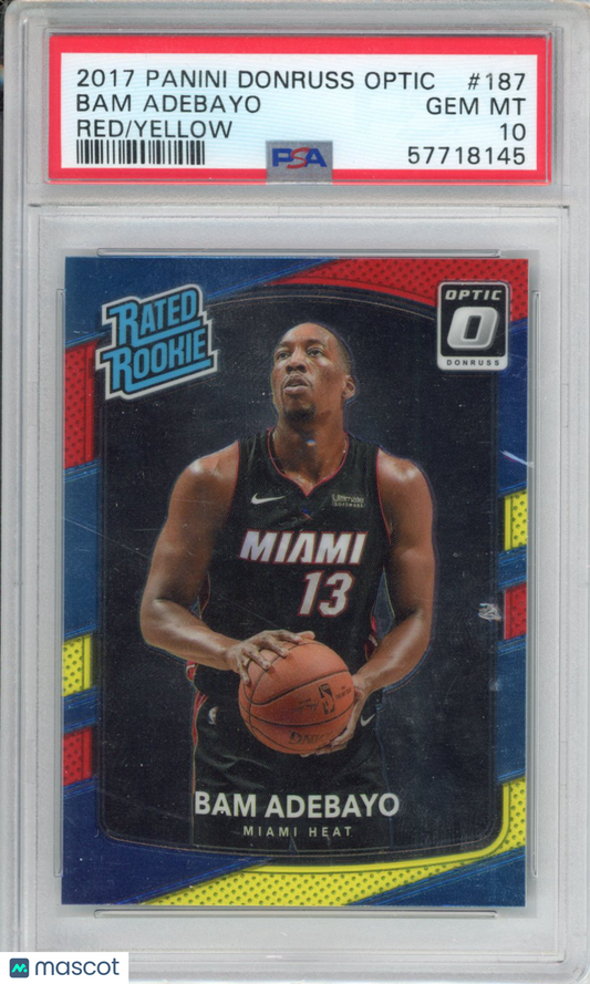 2017 Panini Donruss Optic Bam Adebayo #187 Red Yellow PSA 10