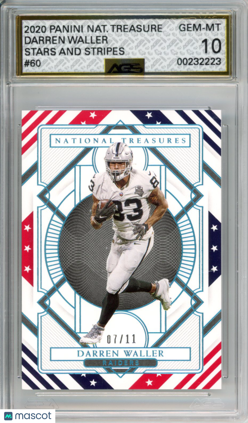 2021 Football 2020 Panini National Treasures Darren Waller #060 /11 AGS 10