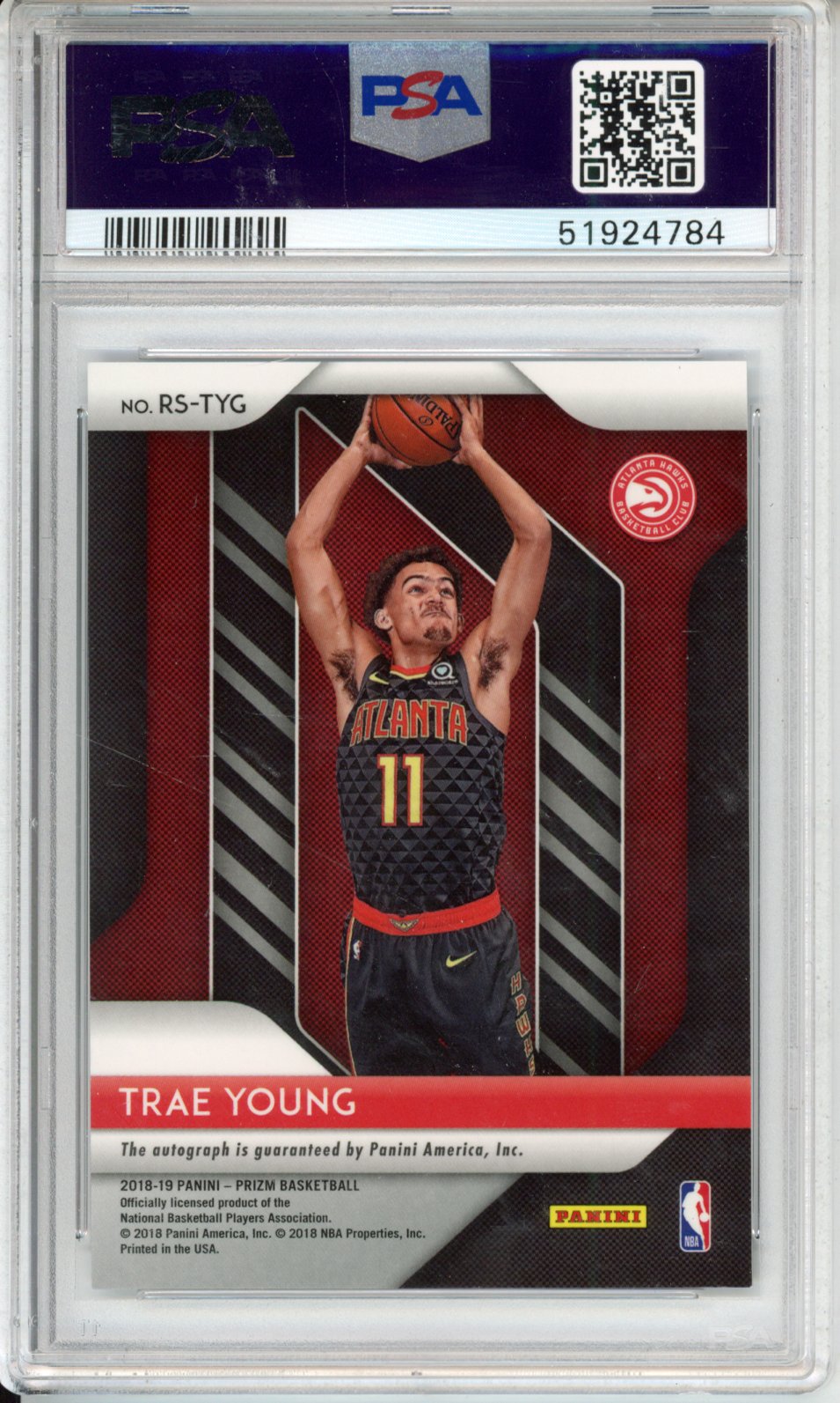 2018 Panini Prizm Rookie Signatures Trae Young #RSTYG PSA 8