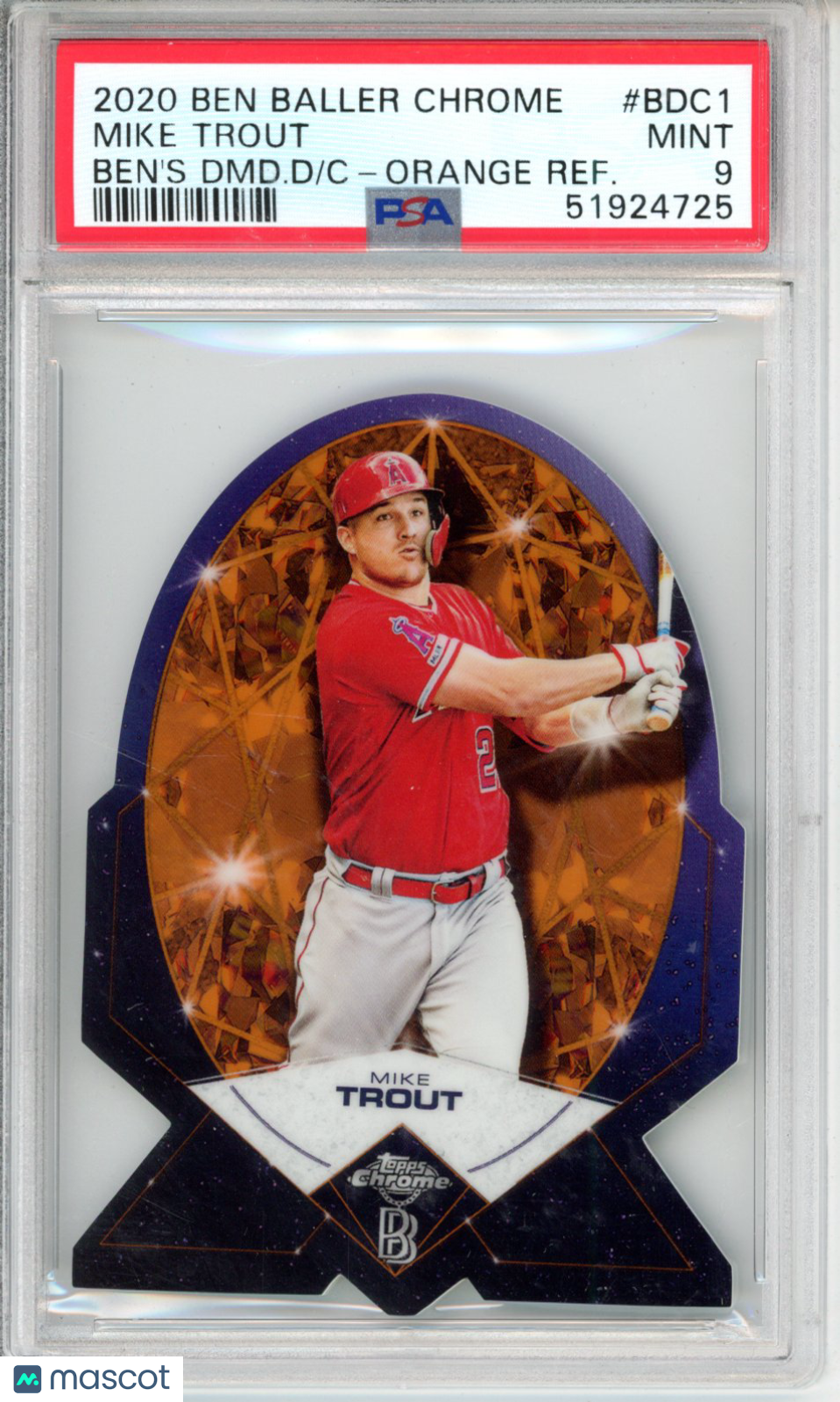 2020 Ben Baller Chrome Ben's Diamond D/C Mike Trout #BDC1 DMD.D Orange REF PSA 9