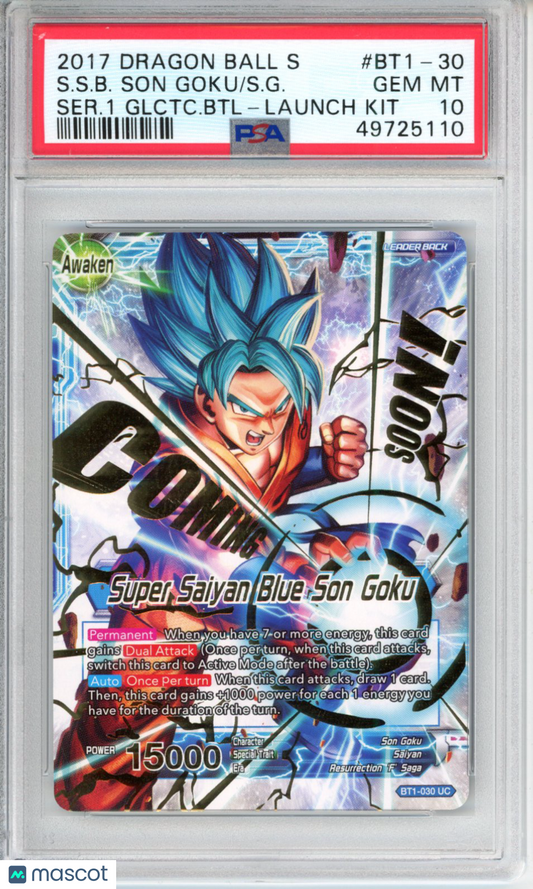 2017 Dragon Ball Super Launch Kit Prize SSB Son Goku #BT1-030 PSA 10