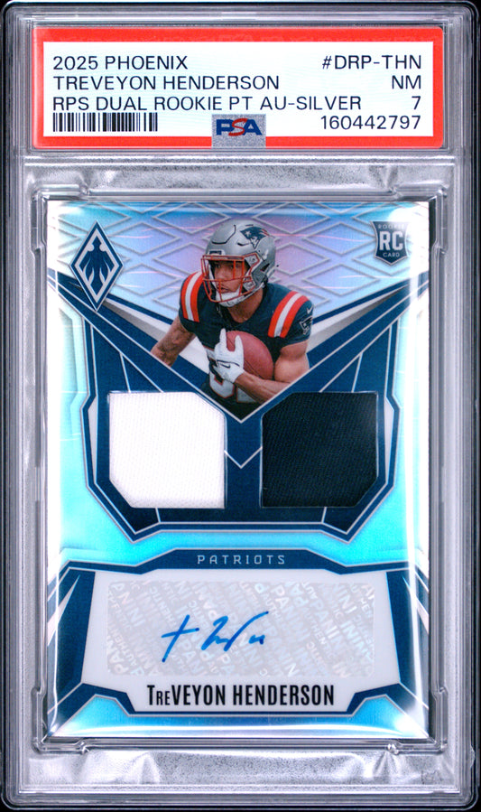 2025 Panini Treveyon Henderson #drp-thn RPS DUAL ROOKIE PATCH AUTO English PSA 7