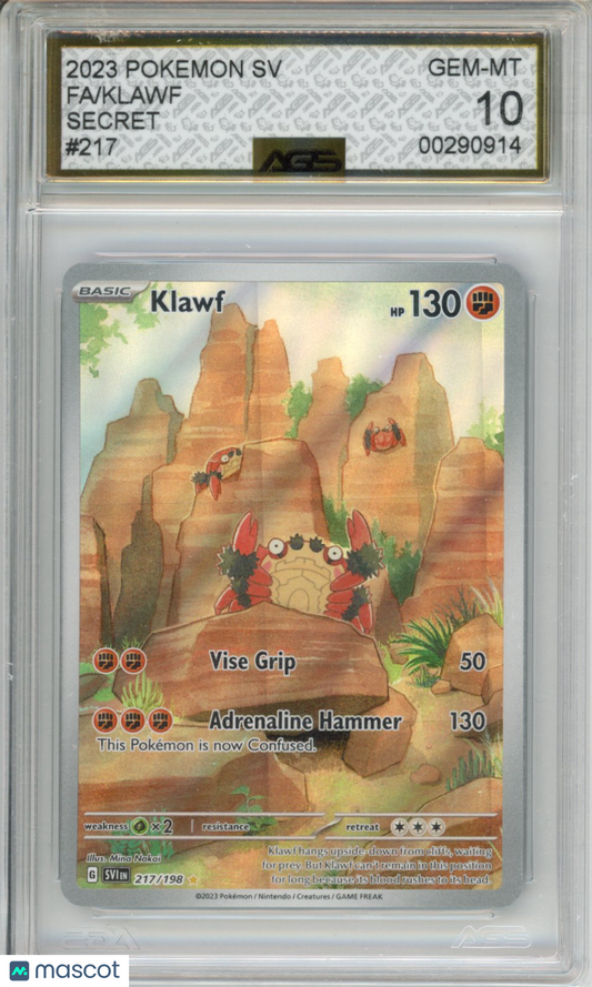 2023 Pokemon Scarlet & Violet Klawf #217 AGS 10